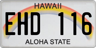 HI license plate EHD116