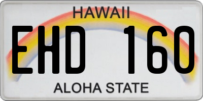 HI license plate EHD160