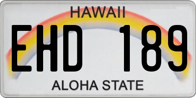 HI license plate EHD189