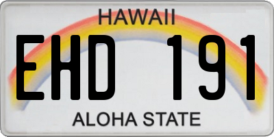 HI license plate EHD191