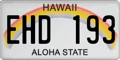 HI license plate EHD193