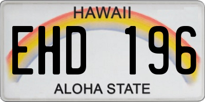HI license plate EHD196