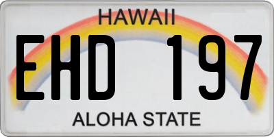 HI license plate EHD197