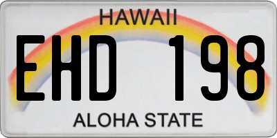 HI license plate EHD198