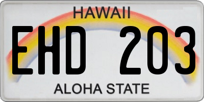 HI license plate EHD203