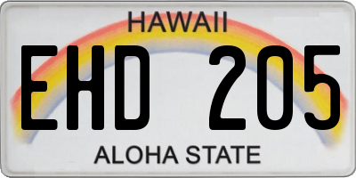 HI license plate EHD205
