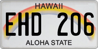 HI license plate EHD206