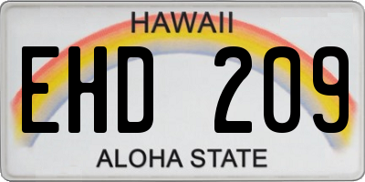 HI license plate EHD209