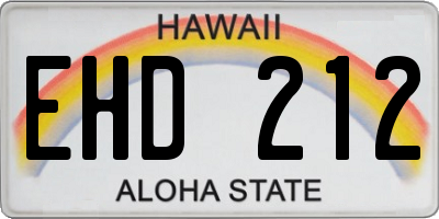 HI license plate EHD212