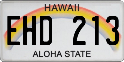 HI license plate EHD213