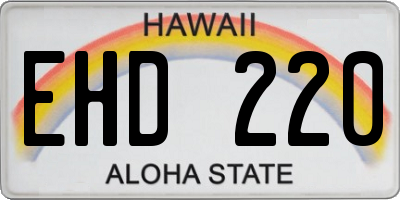 HI license plate EHD220