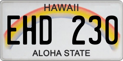 HI license plate EHD230