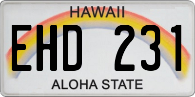 HI license plate EHD231