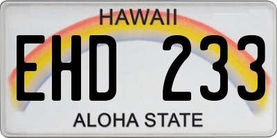 HI license plate EHD233