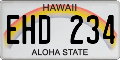HI license plate EHD234