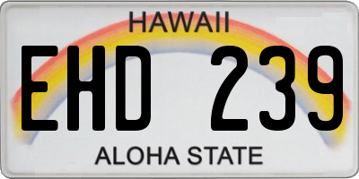 HI license plate EHD239