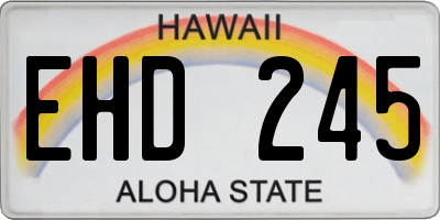 HI license plate EHD245