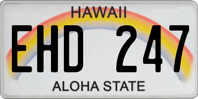 HI license plate EHD247