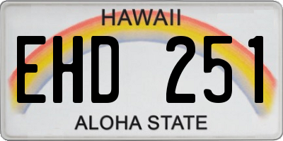 HI license plate EHD251