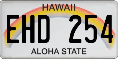 HI license plate EHD254