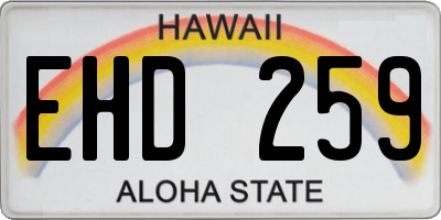 HI license plate EHD259