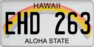 HI license plate EHD263