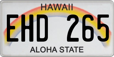 HI license plate EHD265