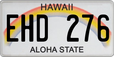 HI license plate EHD276