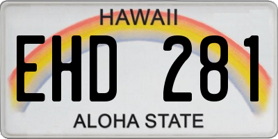 HI license plate EHD281