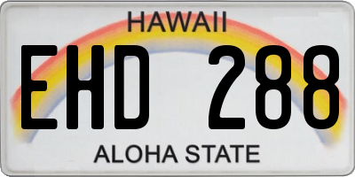 HI license plate EHD288