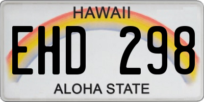 HI license plate EHD298