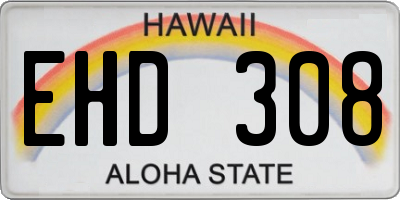 HI license plate EHD308