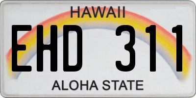 HI license plate EHD311