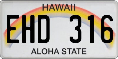 HI license plate EHD316