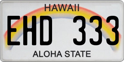 HI license plate EHD333
