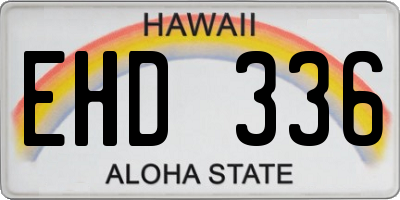 HI license plate EHD336