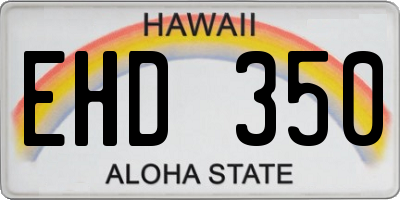 HI license plate EHD350