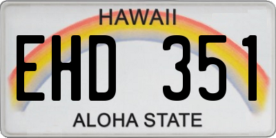 HI license plate EHD351