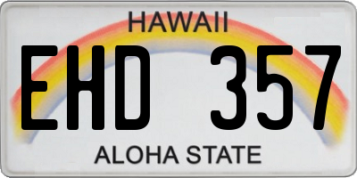 HI license plate EHD357