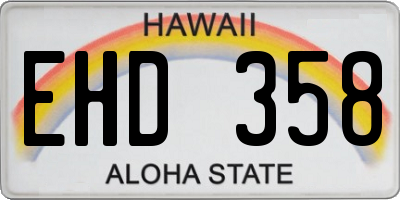 HI license plate EHD358