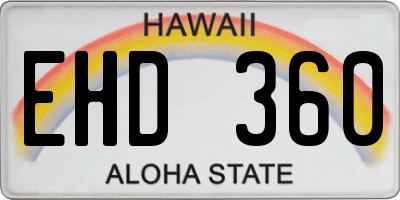 HI license plate EHD360
