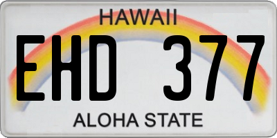 HI license plate EHD377