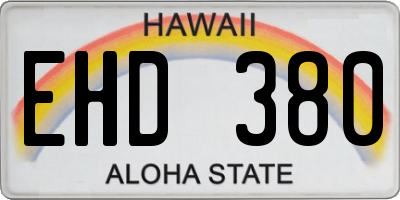 HI license plate EHD380