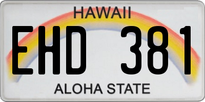 HI license plate EHD381