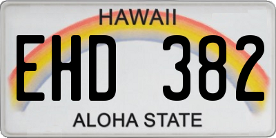 HI license plate EHD382