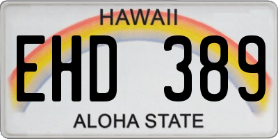 HI license plate EHD389
