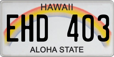HI license plate EHD403