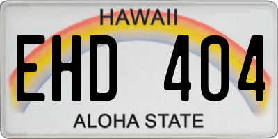 HI license plate EHD404