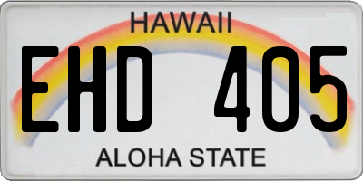 HI license plate EHD405