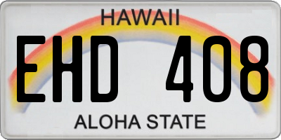 HI license plate EHD408